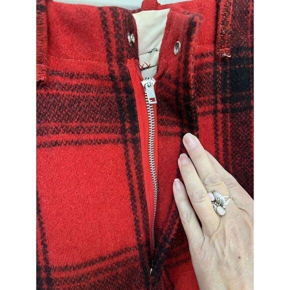 VINTAGE WOOL PANTS Buffalo Plaid Red Black Pockets Jogger Hunt Ski Snow 32x30 - Picture 16 of 16